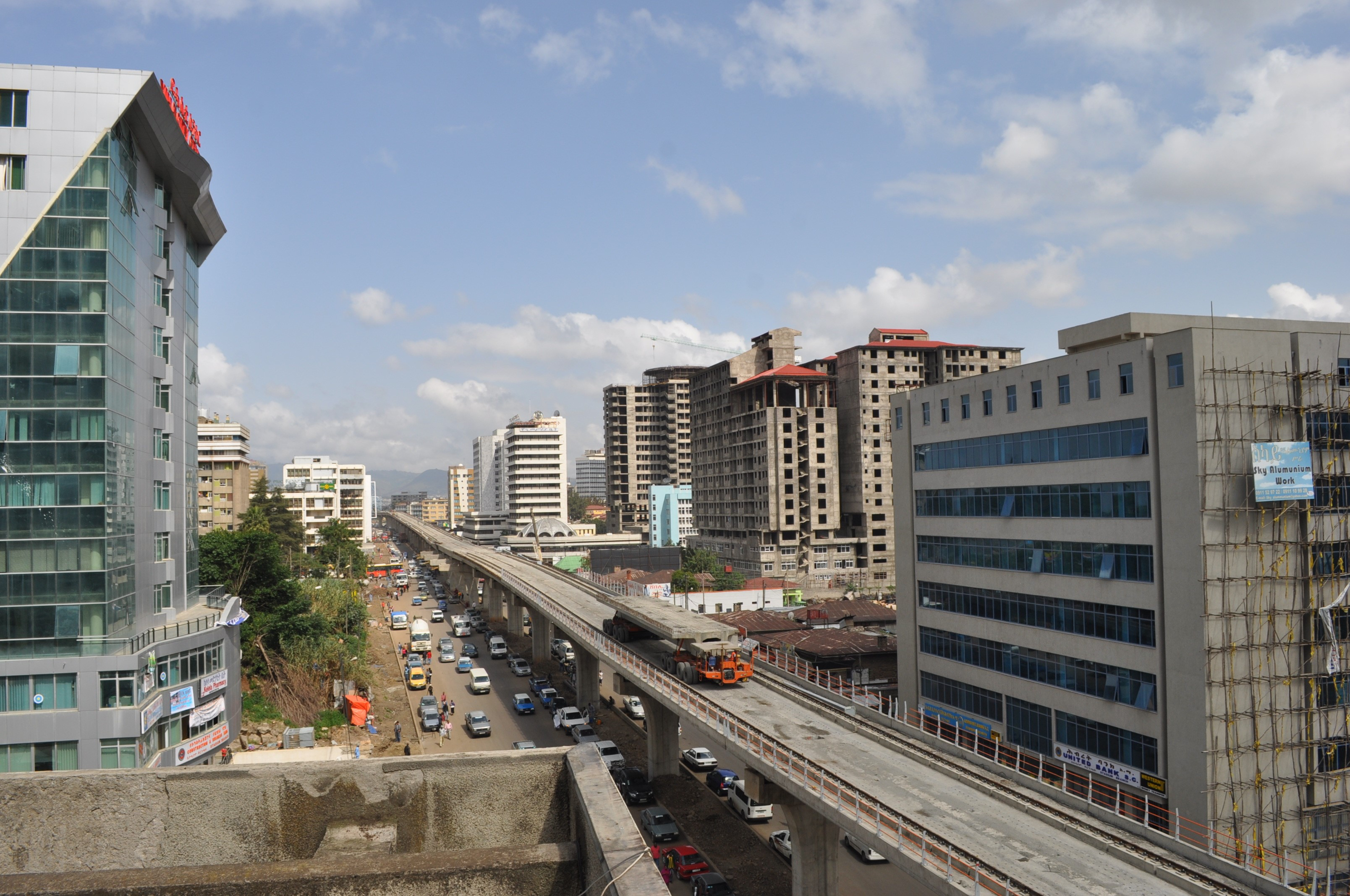 Addis Ababa LRT under construction