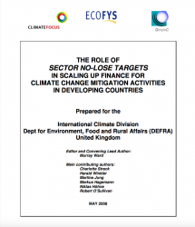 The Role of Sector no-Lose Targets in Scaling Up Finance for Climate Change Mitigation Activities in Developing Countries