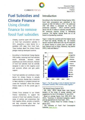 Fuel Subsidies and Climate Finance Using climate finance to remove fuel subsidies